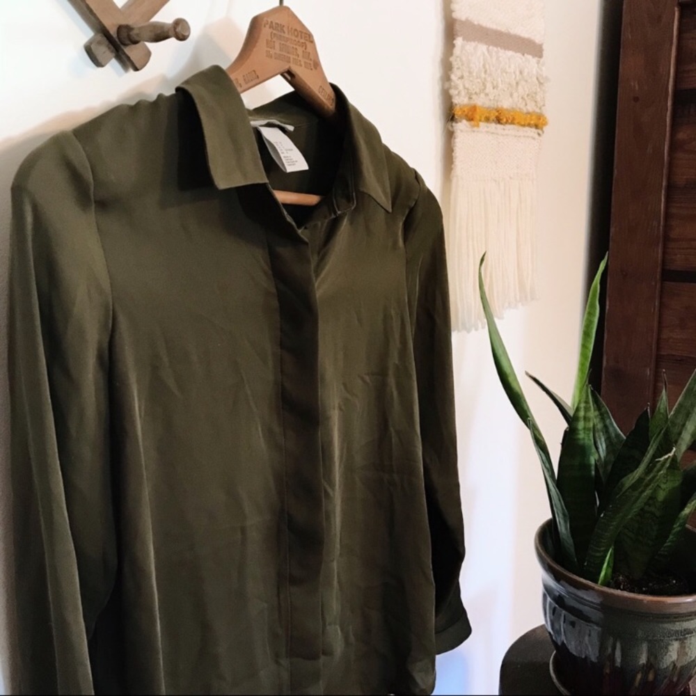 Soft and Silky Olive Green H&M Button Up Shirt